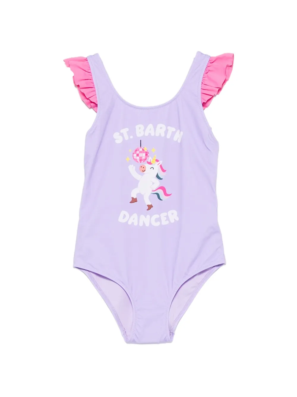 MC2 Saint Barth Kids Badpak met eenhoorn-print en ruches Paars