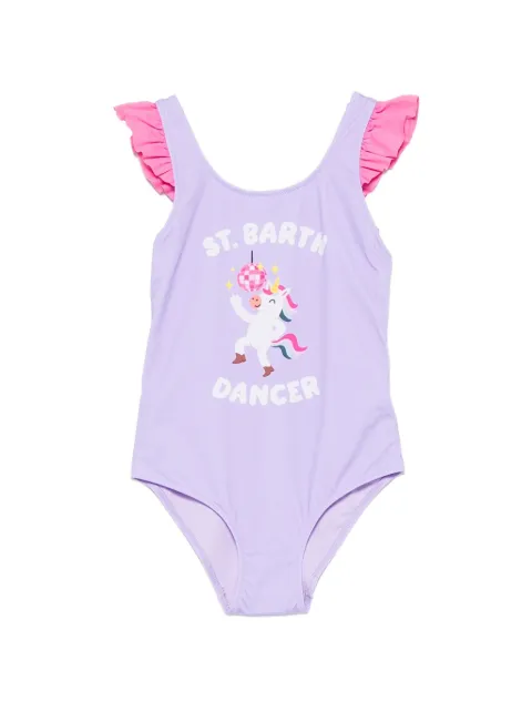 MC2 Saint Barth Kids ruffled unicorn-print swimsuit