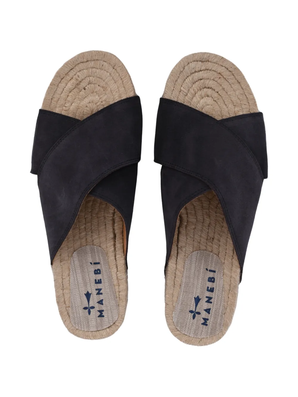 Manebi suede crossed-strap sandals Blauw