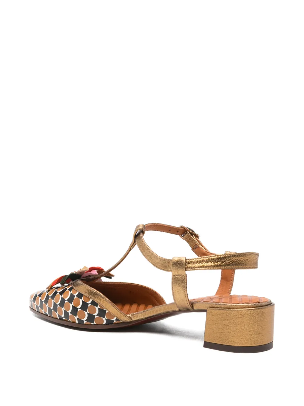 Chie Mihara Heleni floral-appliqué T-bar pumps Goud