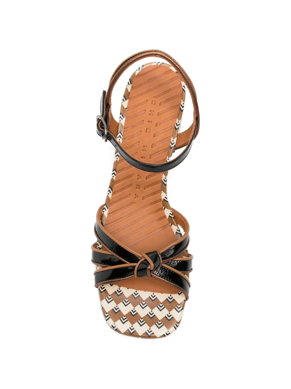 Chie Mihara Leilah patent knotted sandals Bruin