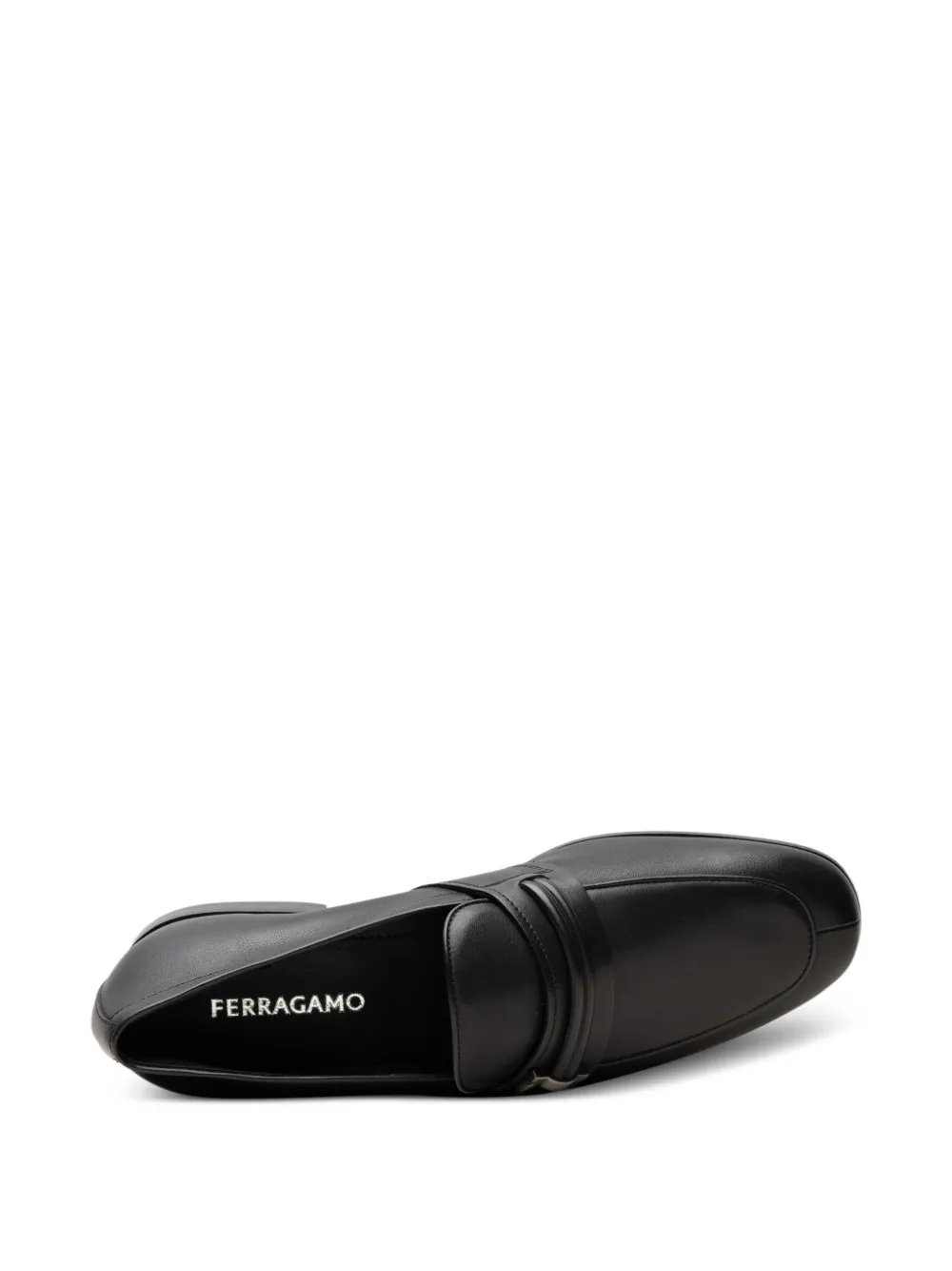 Ferragamo Gancini-plaque leather loafers Zwart