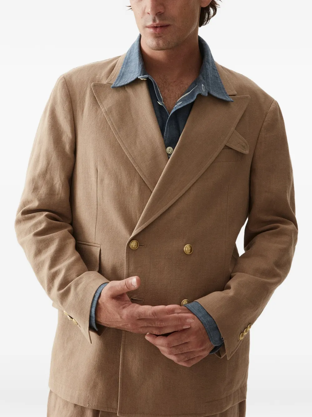 Fortela Travel blazer met dubbele rij knopen Beige