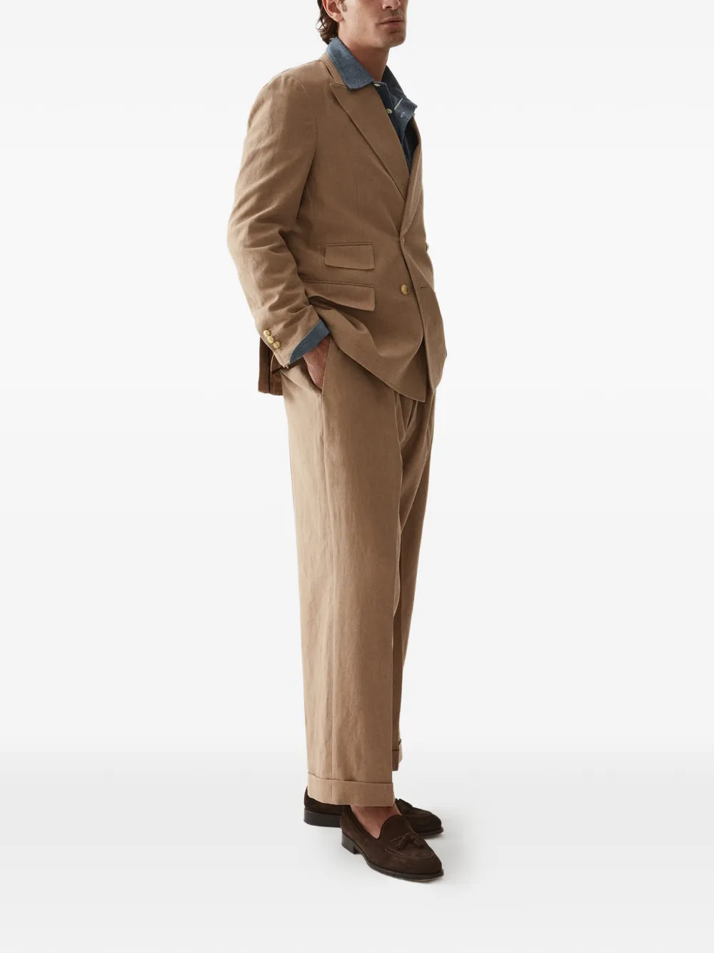 Fortela Travel blazer met dubbele rij knopen Beige