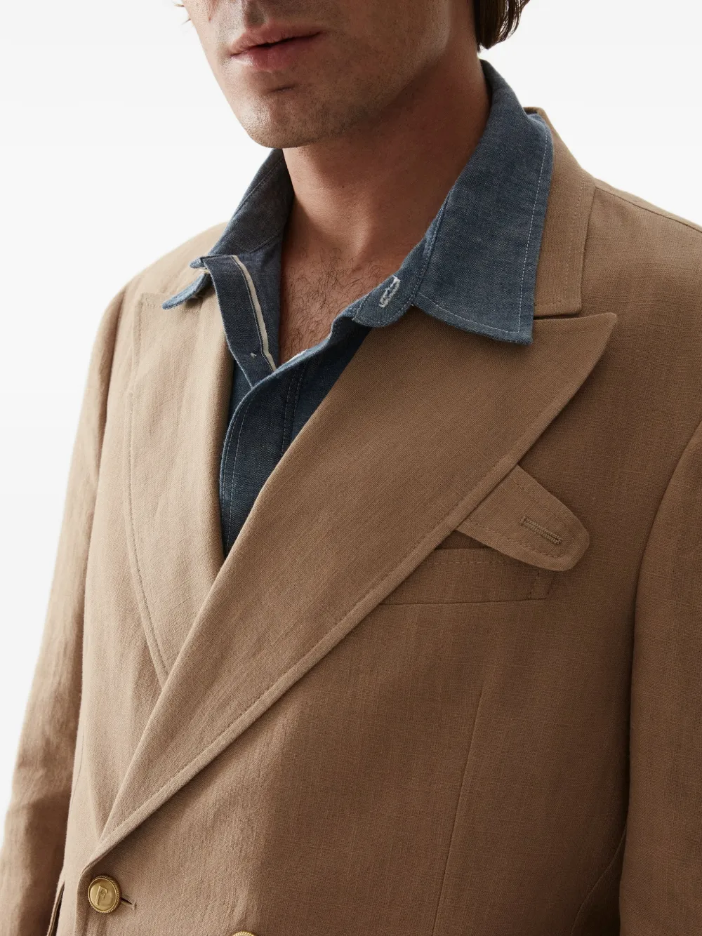 Fortela Travel blazer met dubbele rij knopen Beige