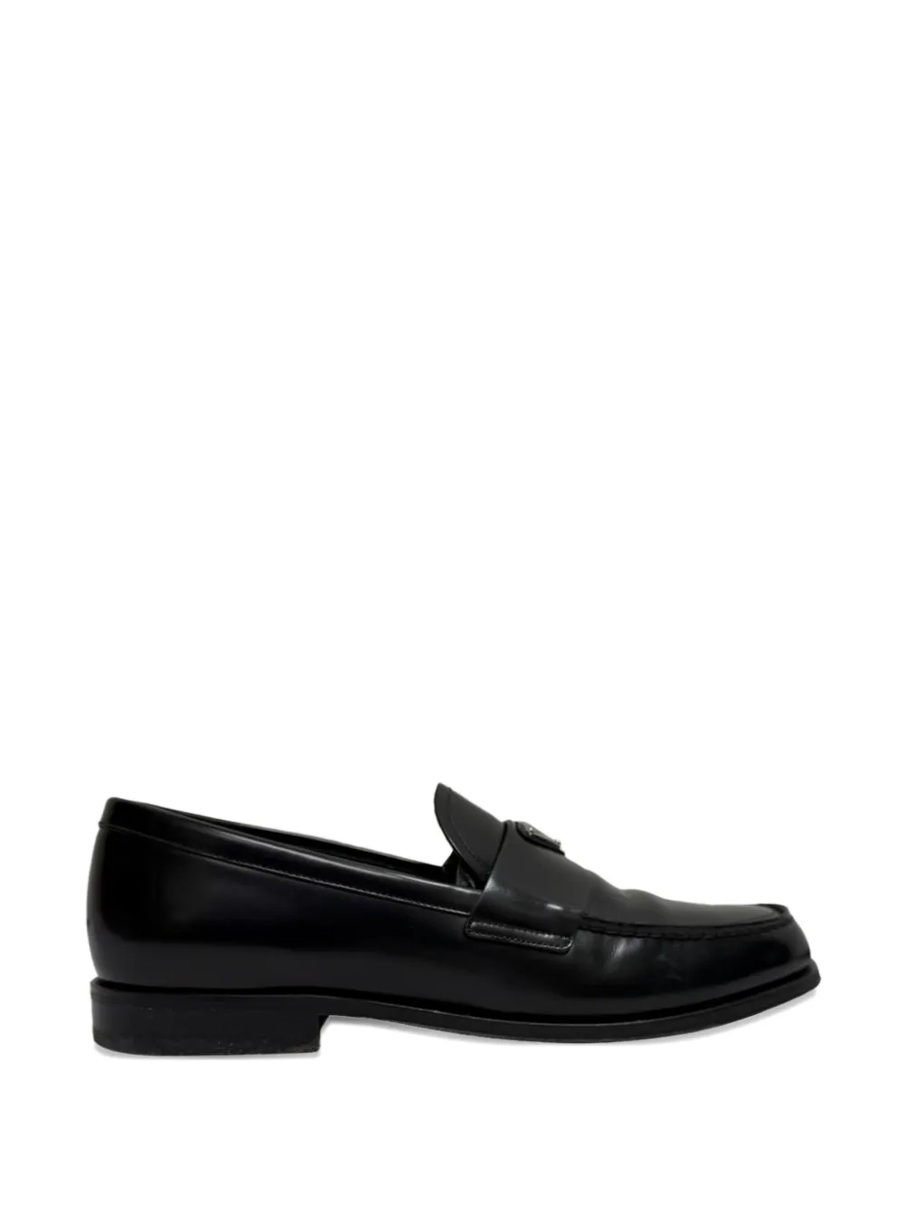 Pre-owned Prada Logo-plaque Brushed Loafers In Black