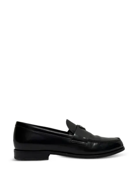 Prada Pre-Owned Logo-Plaque brushed loafers