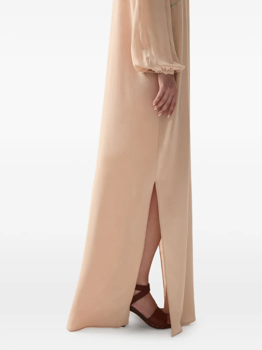 Fortela Allegra Embroidered Silk Dress in Neutrals, view 5