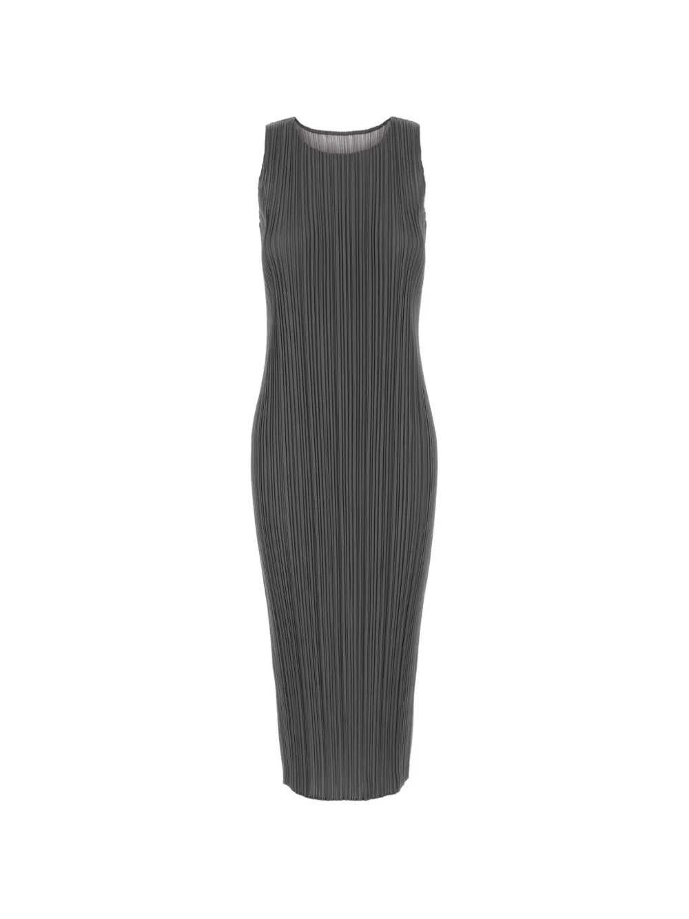 Pleats Please Issey Miyake pleated sleeveless midi dress - Grau