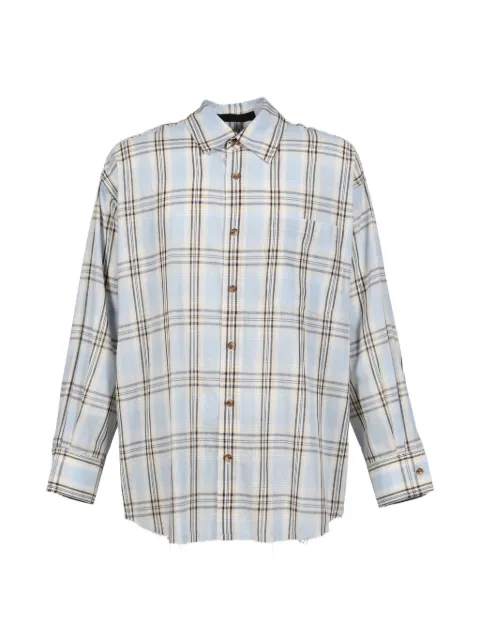 JUN/NAKAYAMA check-pattern frayed shirt