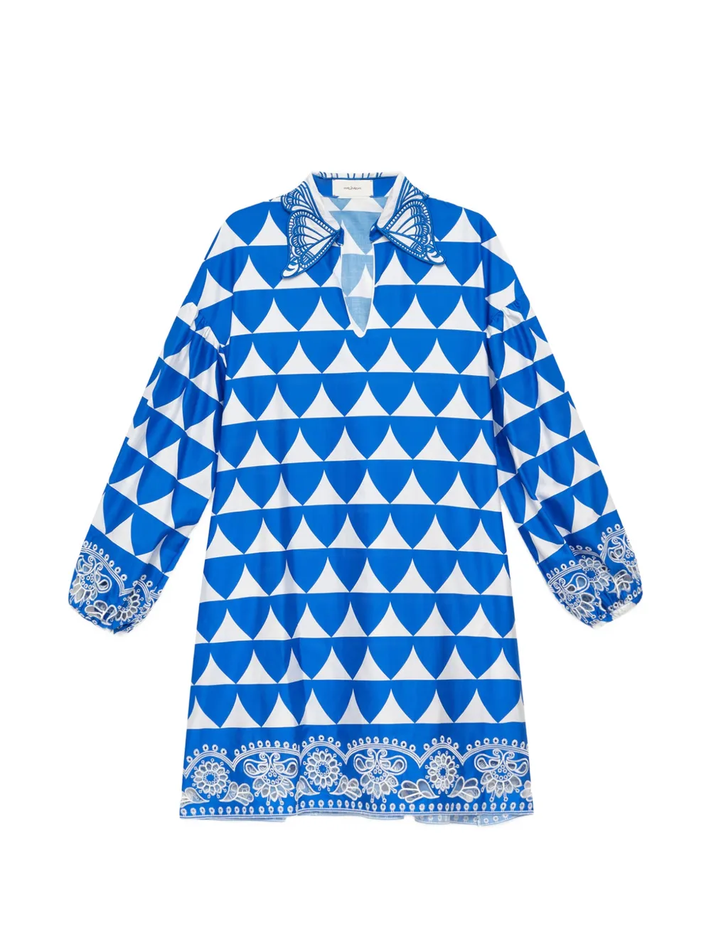 MALIPARMI optical-print broderie-anglaise dress - Blu