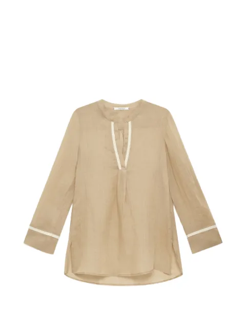 MALIPARMI grosgrain-trim ramie blouse