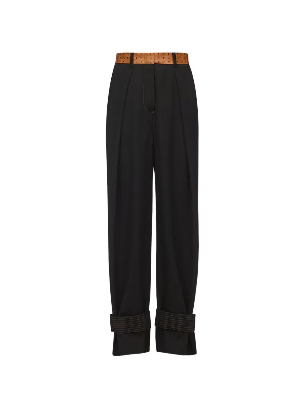 MCM monogram-print waistband pleated trousers - Nero