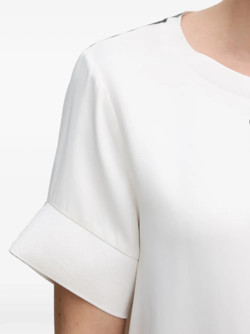 Sisley T-shirt met ronde hals en manchetten Wit
