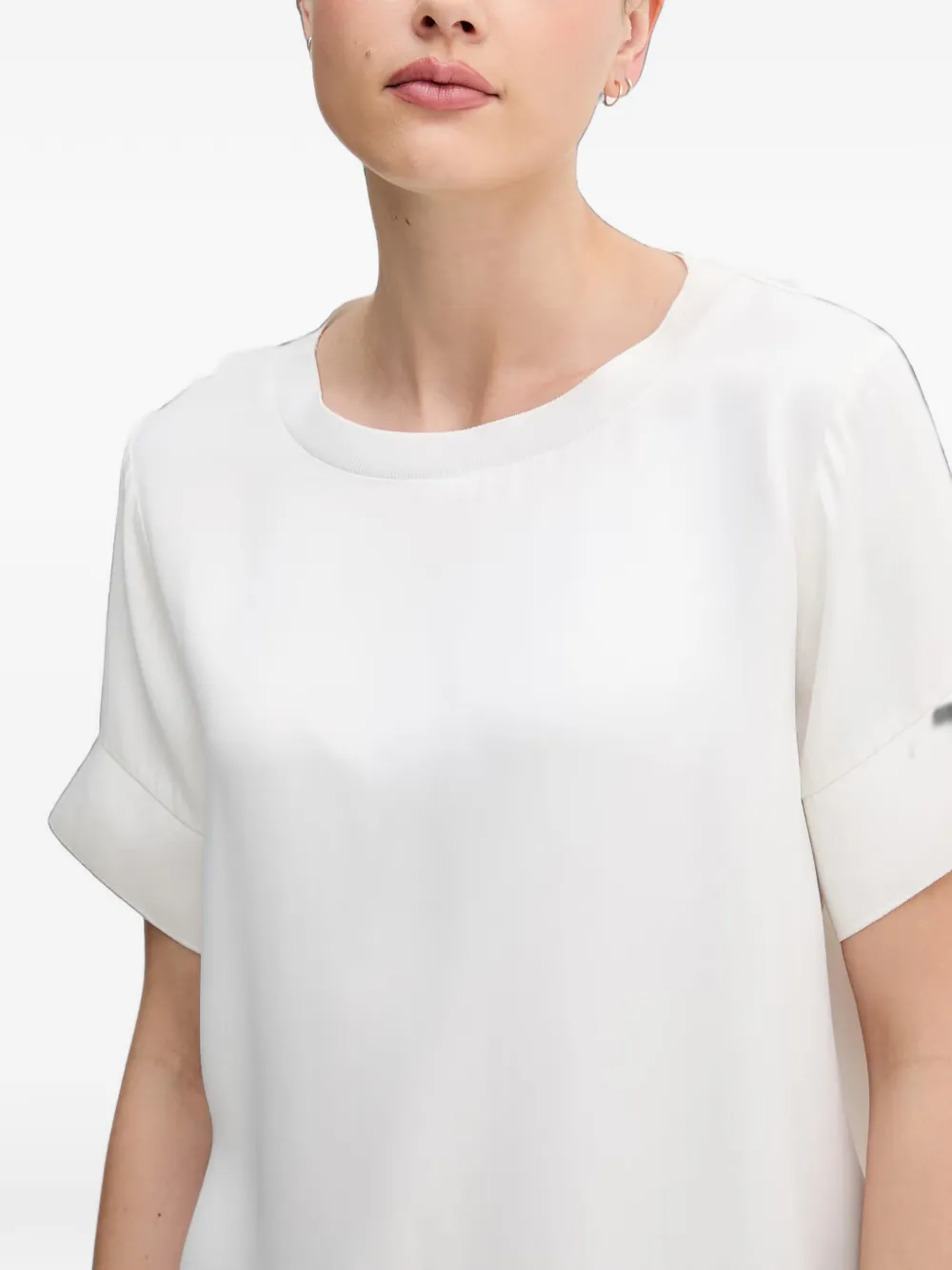 Sisley T-shirt met ronde hals en manchetten Wit