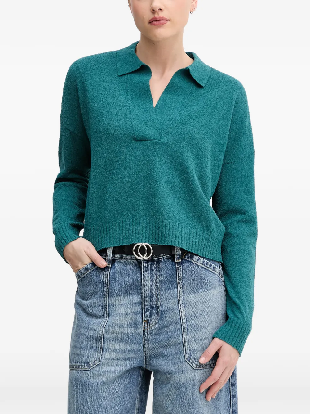 Sisley V-neck long-sleeve T-shirt