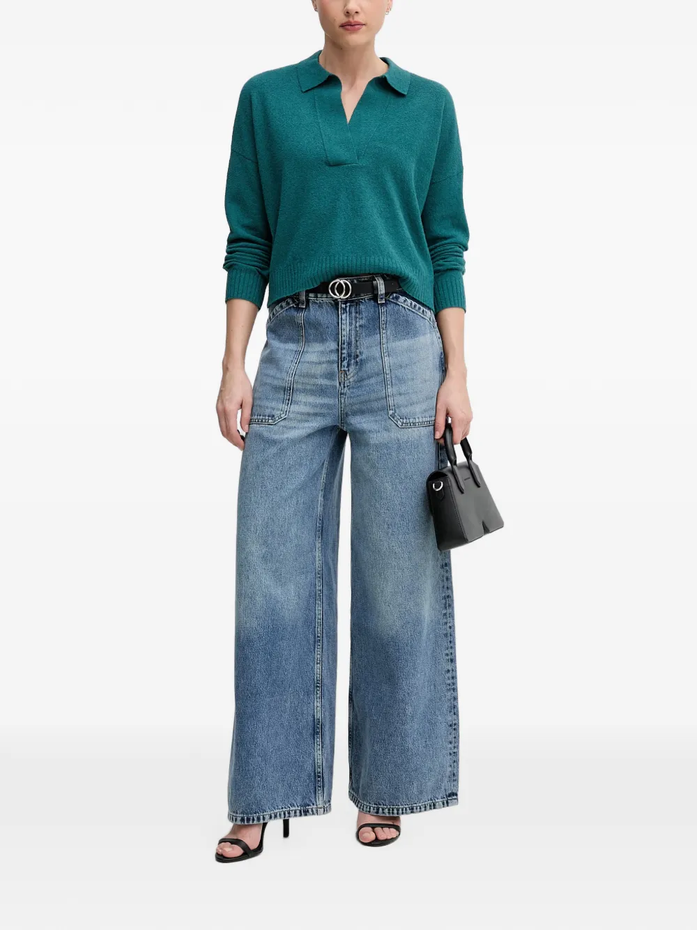 Sisley T-shirt met V-hals Groen