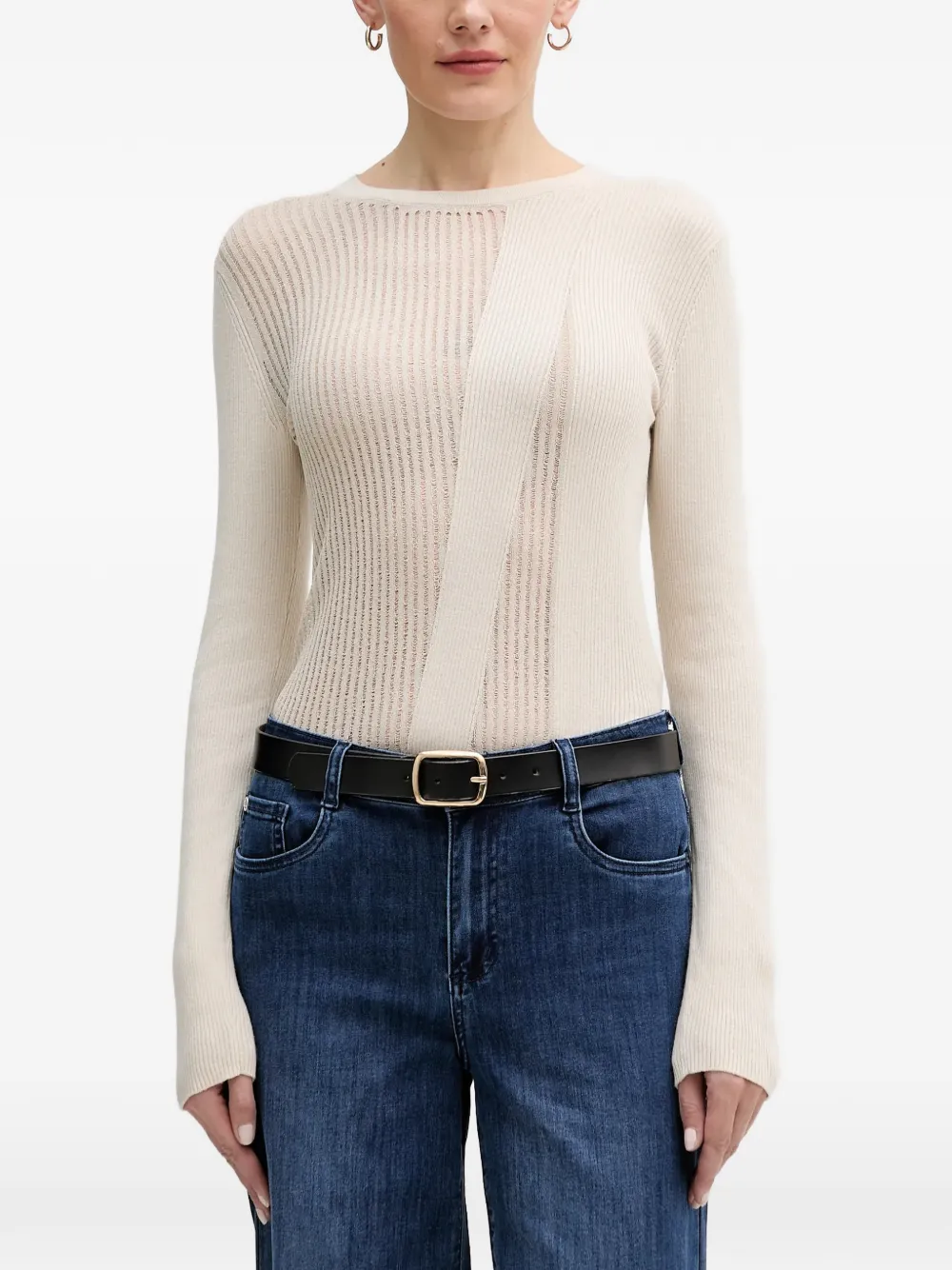 Sisley ribbed ladder-stitch sweater