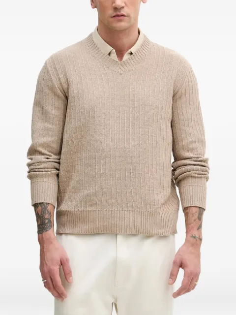Sisley ribbed-knit V-neck sweater
