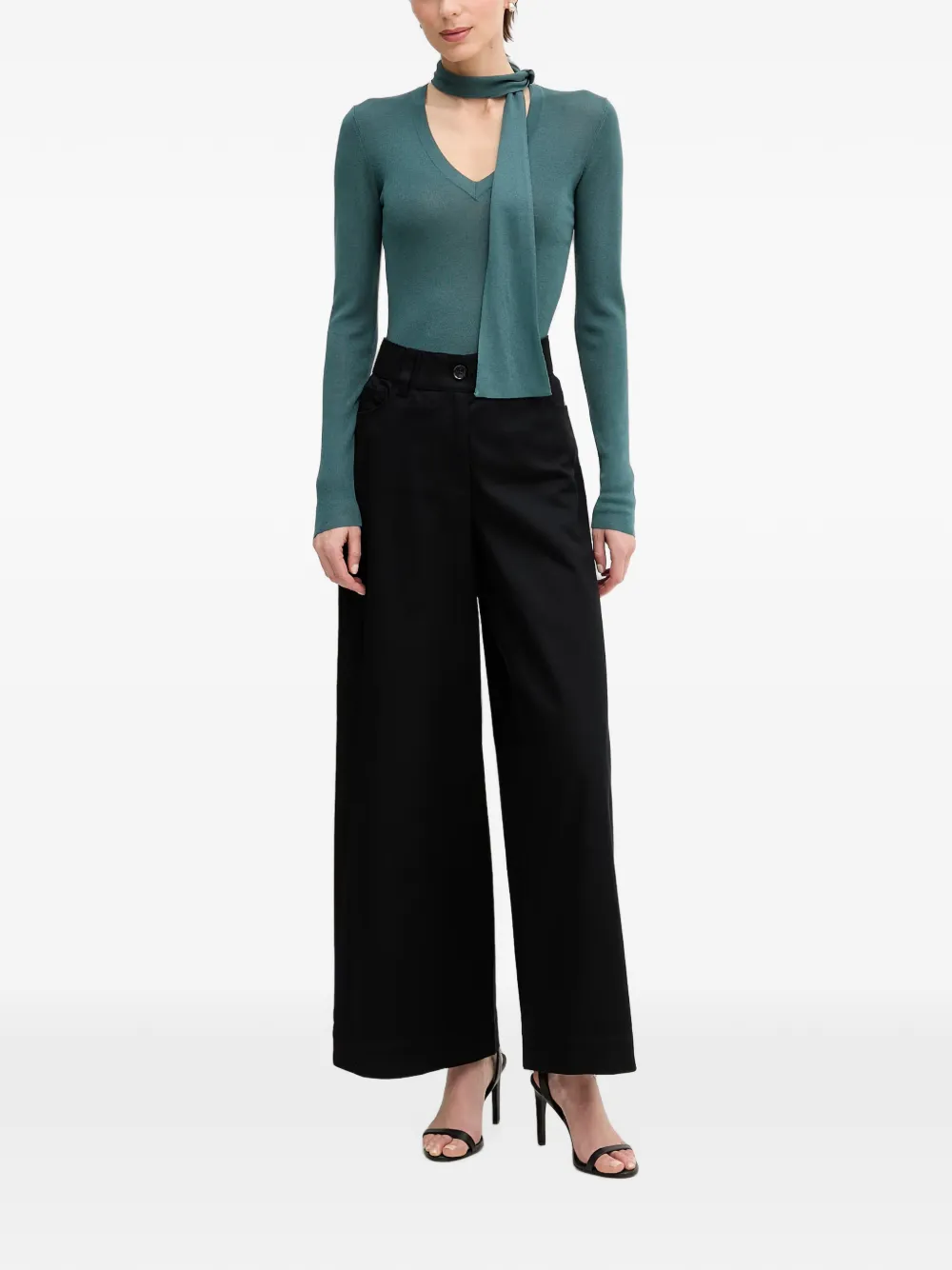 Sisley Broek met wijde pijpen Zwart