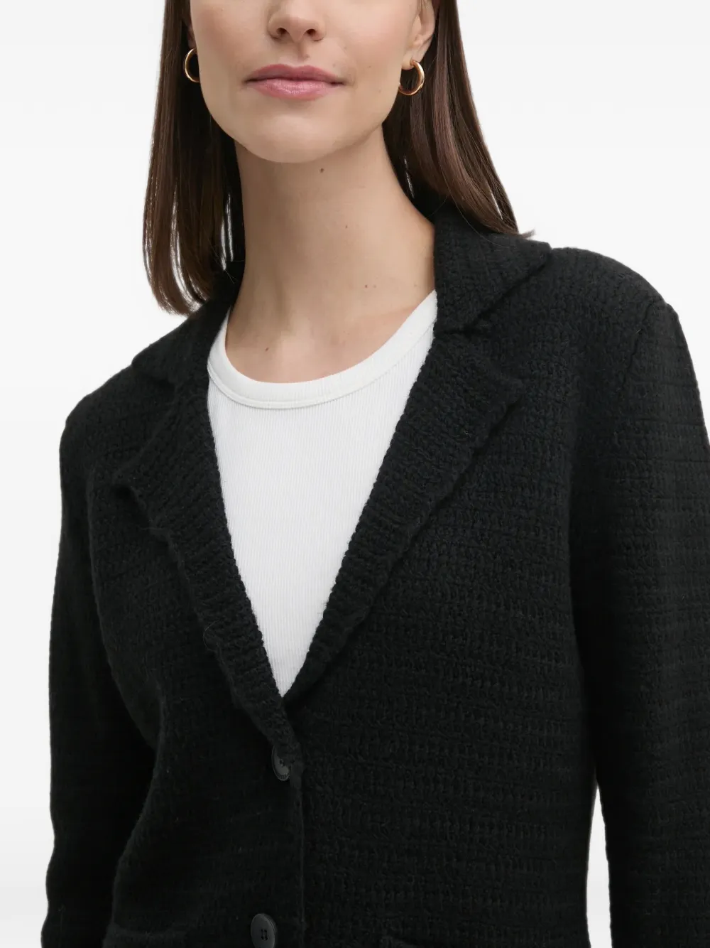 Sisley Vest met gekerfde revers Zwart