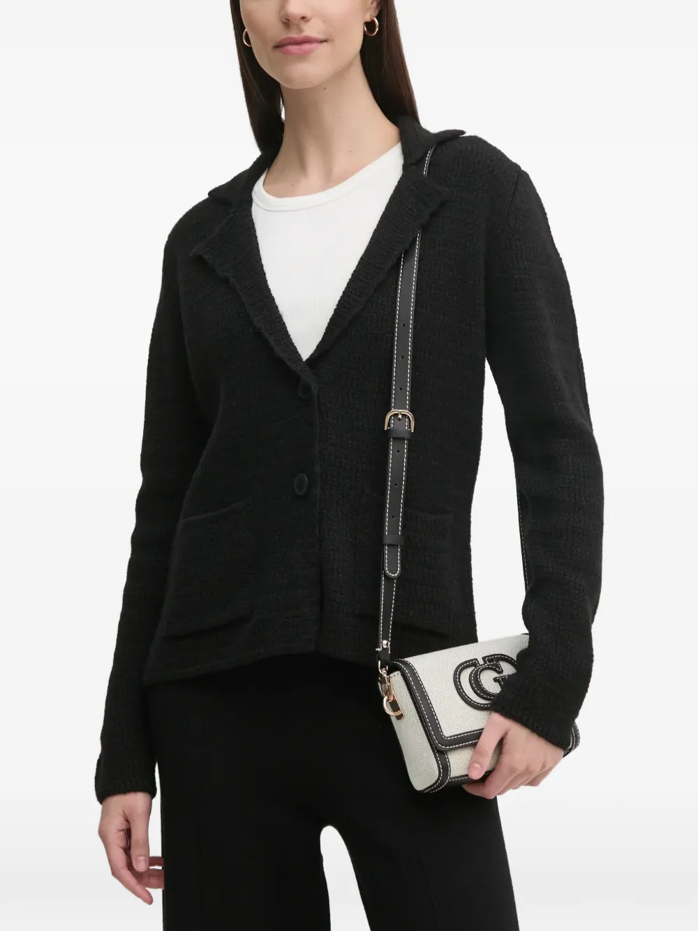Sisley notched-lapel button-up cardigan - Nero