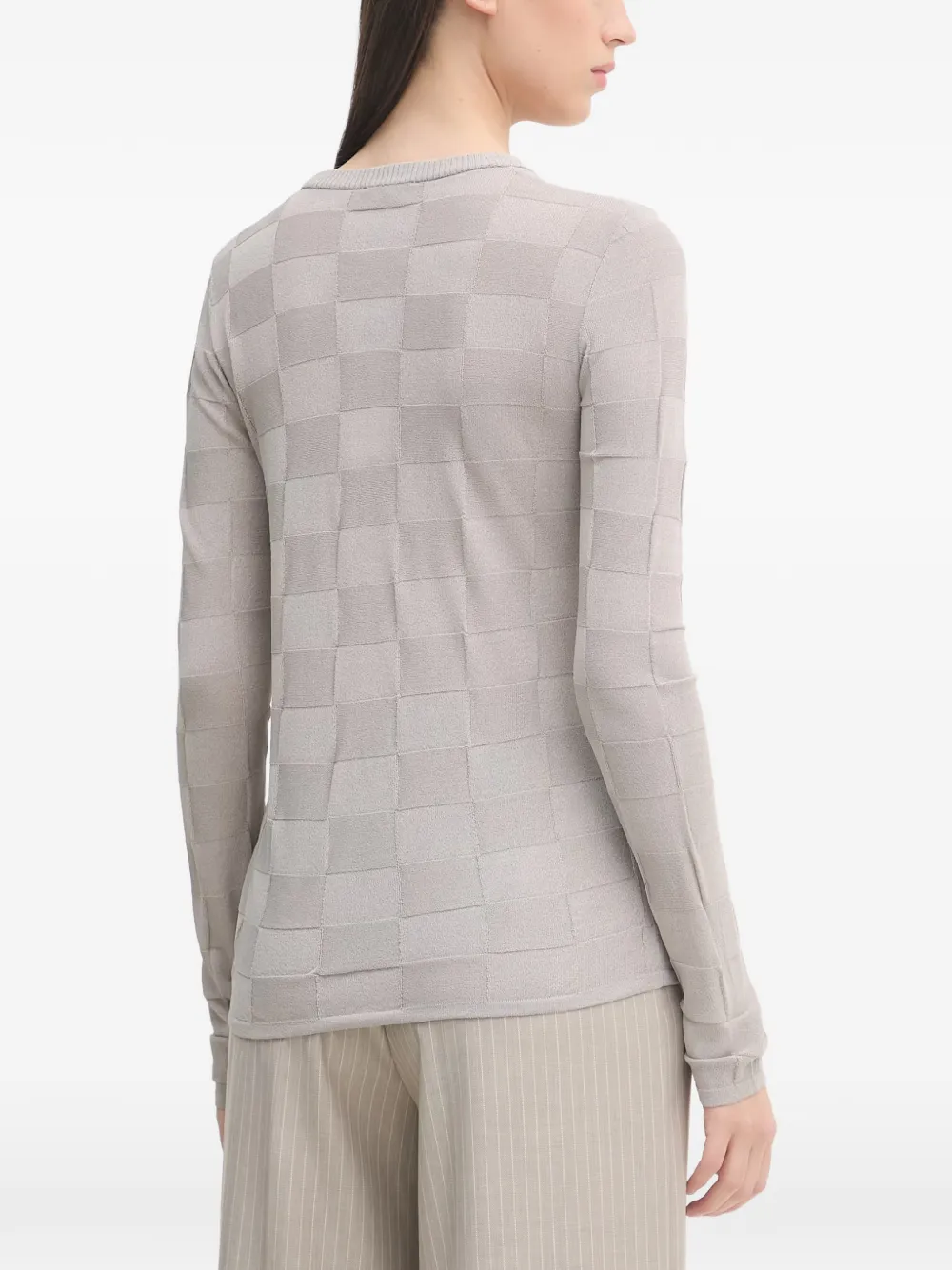 Sisley Paris Check-pattern Long-sleeve Sweater In Neutral