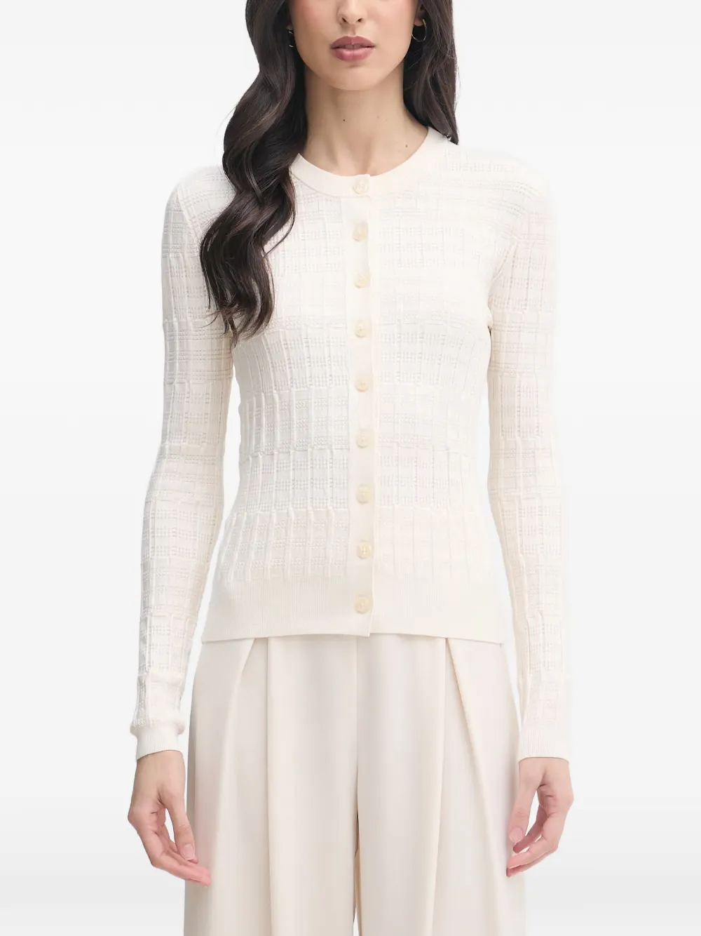 Sisley textured-knit button-up cardigan - Toni neutri