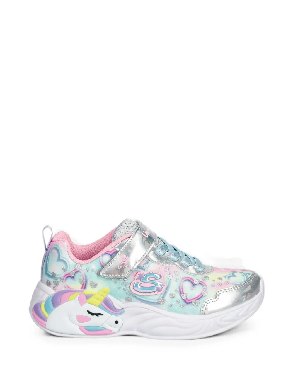 Skechers Unicorn Dreams Heart Sparkle touch-strap sneakers Blauw