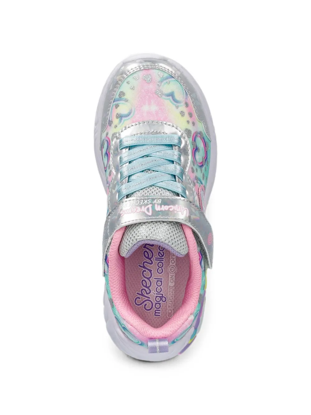 Skechers Unicorn Dreams Heart Sparkle touch-strap sneakers Blauw