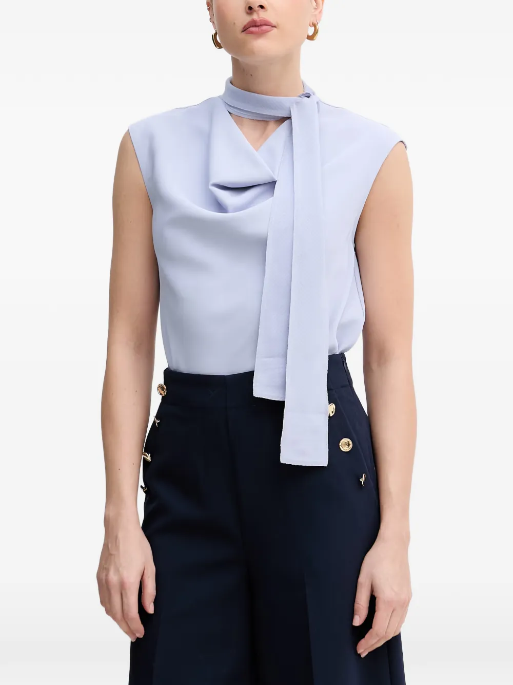 Sisley cowl-neck scarf top - Blu