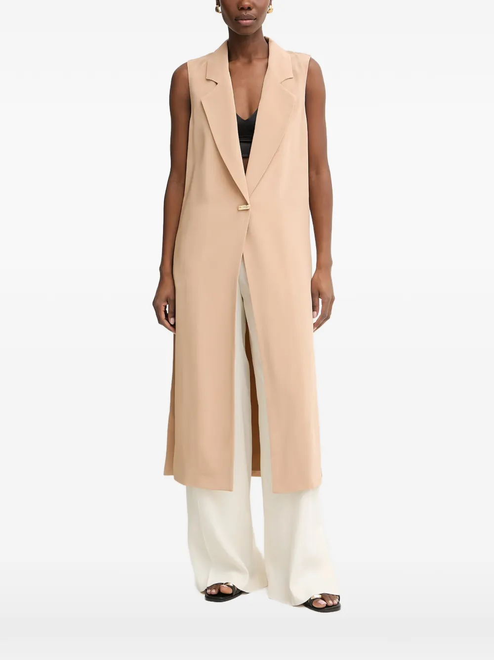 SIMONA CORSELLINI sleeveless notch-lapel coat - Toni neutri