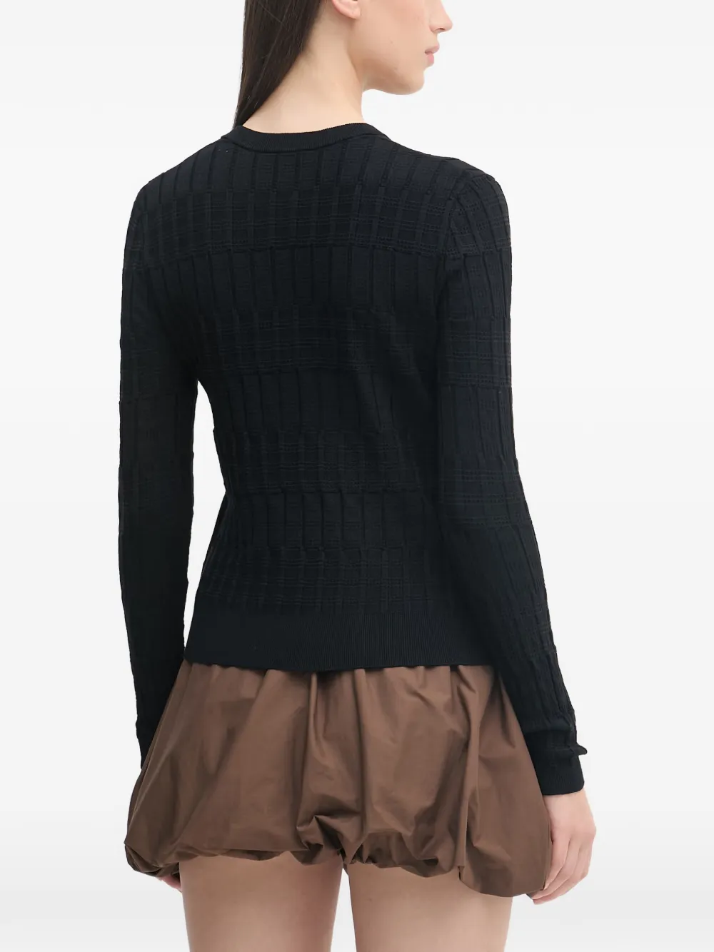 Sisley Geruit vest met knopen Zwart