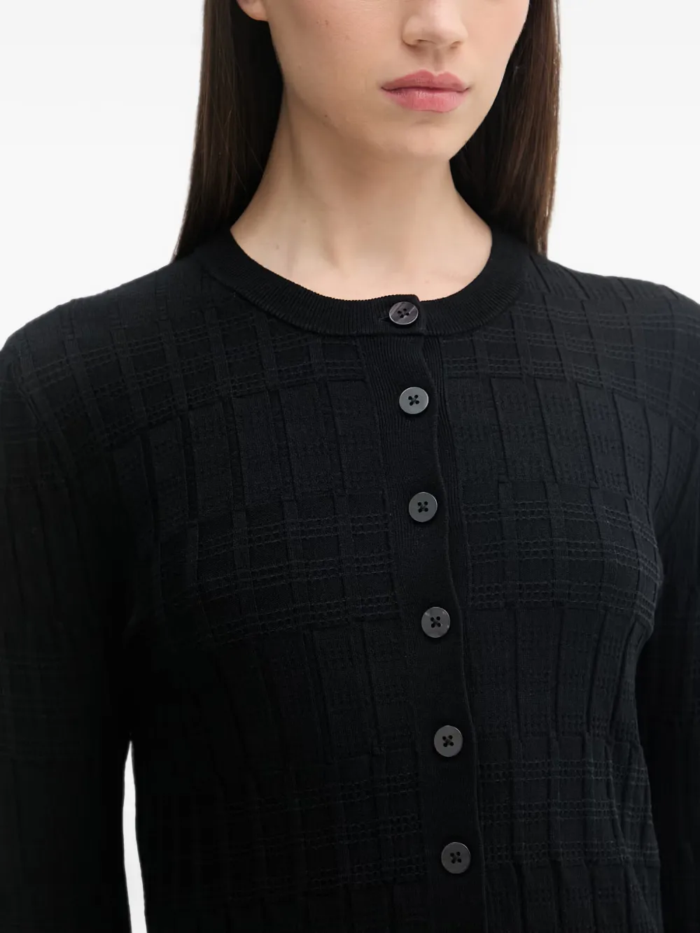 Sisley Geruit vest met knopen Zwart