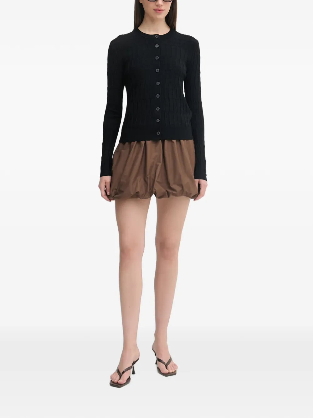 Sisley Geruit vest met knopen Zwart