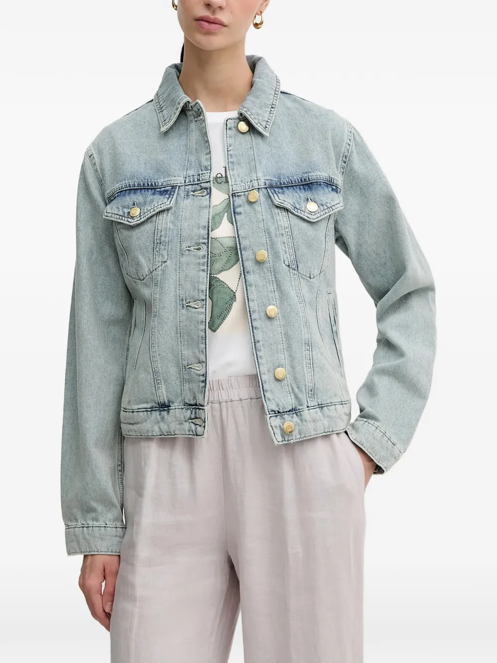 Sisley button-front denim jacket Blauw