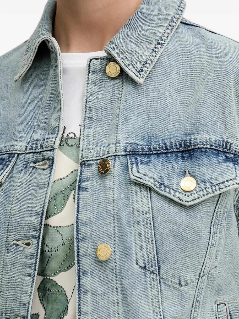 Sisley button-front denim jacket Blauw