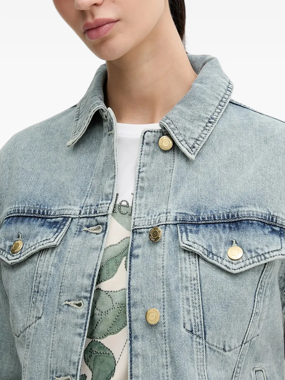 Sisley button-front denim jacket Blauw