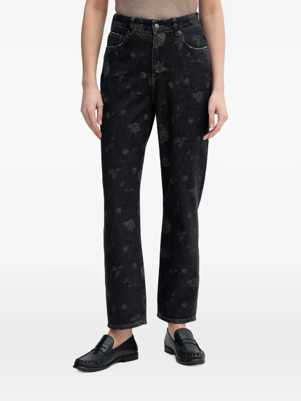 Sisley floral-print straight-leg jeans