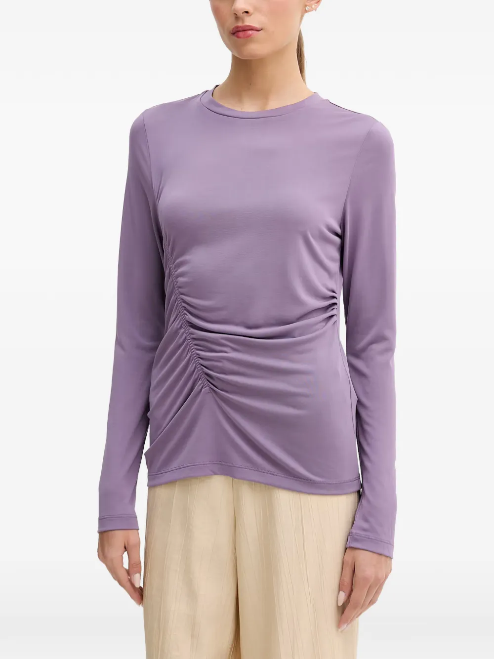 Sisley ruched long-sleeve T-shirt