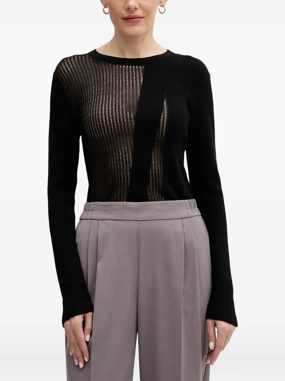 Sisley open-knit ribbed-knit sweater