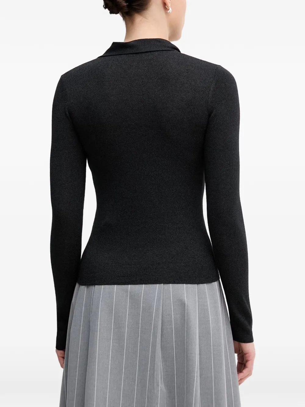 Sisley T-shirt met gestrikte hals Zwart