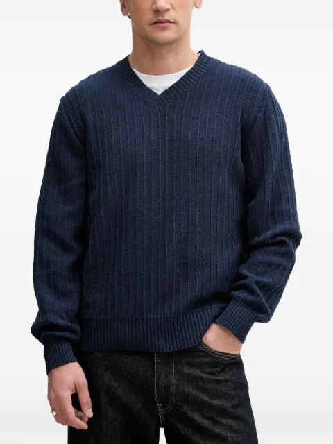 Sisley ribbed-knit V-neck sweater