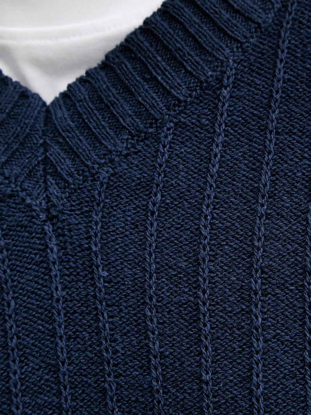Sisley ribbed-knit V-neck sweater Blauw