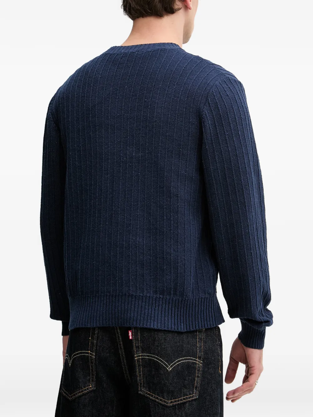 Sisley ribbed-knit V-neck sweater Blauw