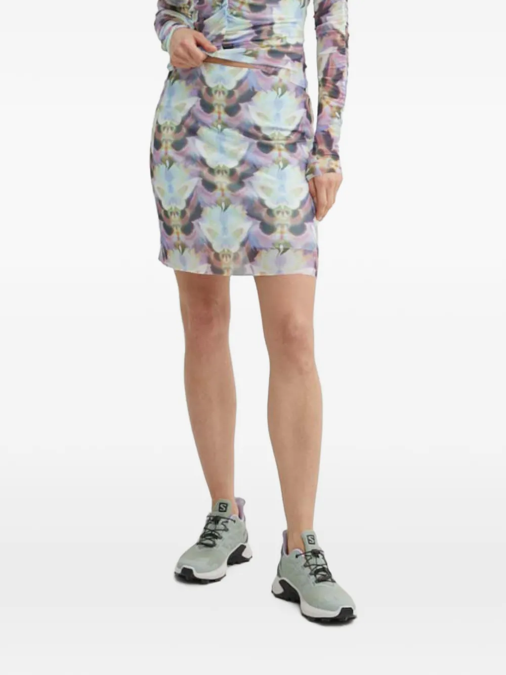 Résumé butterfly-print mesh mini skirt