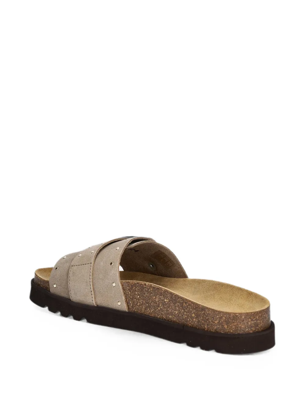 Scholl studded buckle-fastening slides Beige