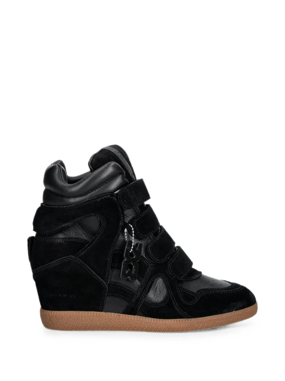 Nokwol Eden Touch-strap Wedge Sneakers In Black
