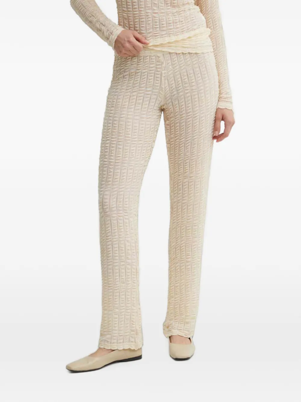 Résumé seersucker-effect straight-leg trousers