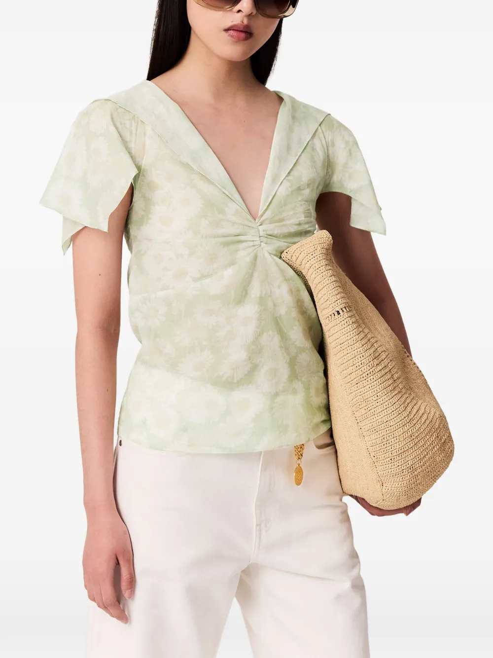 Stella McCartney Top met capuchon en print Groen